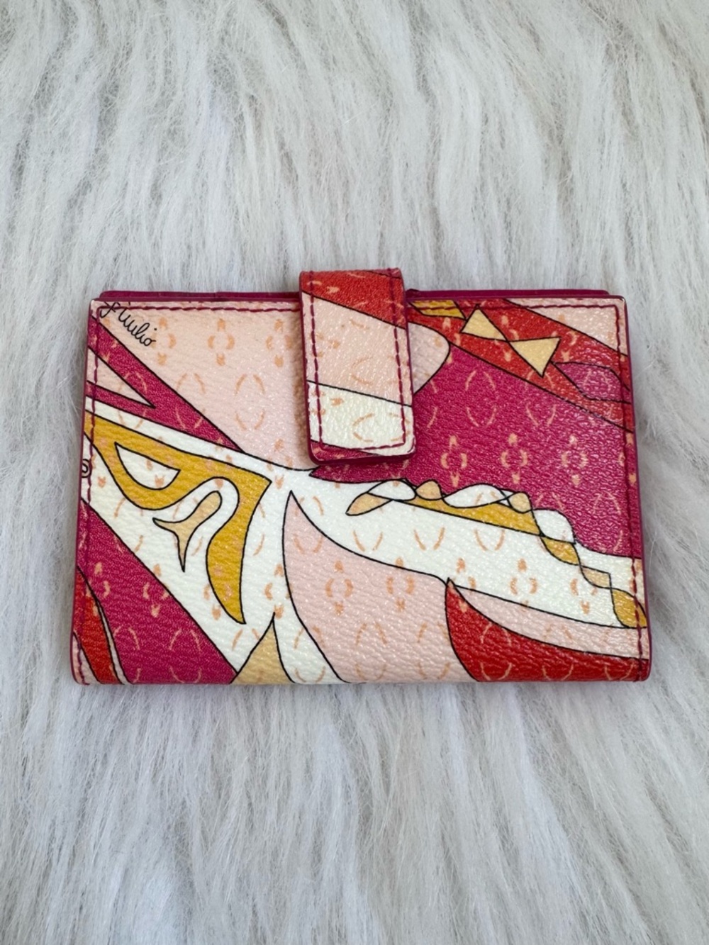 Authentic Emilio Pucci pink leather snap wallet